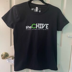 The Chive original Chive shirt - women’s L - black shirt with white & green logo